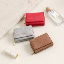 High-Quality Korean Style Minimalist Velvet Trifold Student Wallet, Women Coin Purse - Small - View 6