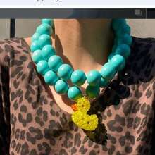 Bohemian INS Sweater Chain Turquoise Necklaces For Woman Exclusive Design Luxury Natural Yellow Duck Chain Necklace Stylish Unique High Quality Jewelry - Turquoise - View 3
