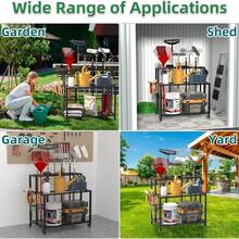 YUNRUX Gartenwerkzeug-Organisator für Garage, Kohlenstoffstahl Mehrzwecklager für Gartenwerkzeuge mit Rädern, Halter Gartenwerkzeuge 86 x 76.5 x 30 cm - A - Übersicht 6