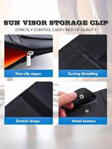 Car Sun Visor Storage Bag With Multi-Pocket Organizer, Universal Fit For Most Vehicles, Keeps Sunglasses, Cards, Driver's License, Registration And Insurance Documents Neatly Accessible, Clutter-Car Interior Companion For Daily Commute, Road Trip Essentials, And Fashion Accessories, Simple Quick-Access Storage Solution For Driving Essentials, Durable Lightweight Design, Perfect For Passengers And Driver, Streamlined Vehicle Organization Accessory For Everyday Use - Multicolor - View 4