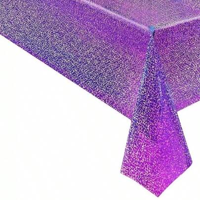 1pc 54*108 Inch Disposable Purple Sparkling Holographic Laser Tablecloth Light Purple Rectangle Iridescent Plastic Table Covers For Bachelorette Kpop Birthday Wedding And Anniversary Party Decorations