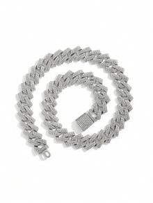 قلادة هيب هوب صخرية للرجال، مجوهرات سبيكة الزنك متعددة الطبقات، سلسلة كوبية مبالغ فيها بشكل أنيق، يمكن ارتداؤها بشكل متعدد، مناسبة للارتداء اليومي - متعدد الألوان - مشاهدة 9