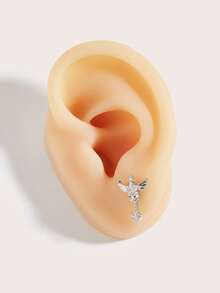 1pc Fashionable & Cute Star Rhinestone Stainless Steel Earrings, Suitable For Women's Daily Wear - Multicolor - View 4