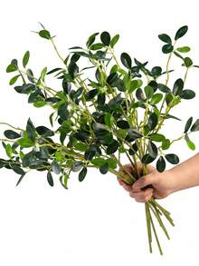 6片人造米兰叶，适合季节性装饰、家居聚会、婚礼装饰、客厅、卧室、花瓶DIY、情人节礼物 - 綠色 - 查看 7