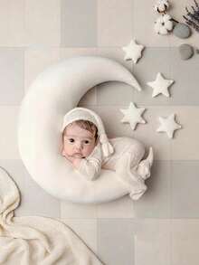 5pcs Newborn Photography Props Baby Soft Velvet Moon And Star Shaped Posing Cushion Basket Filler Sets - Multicolor - View 2
