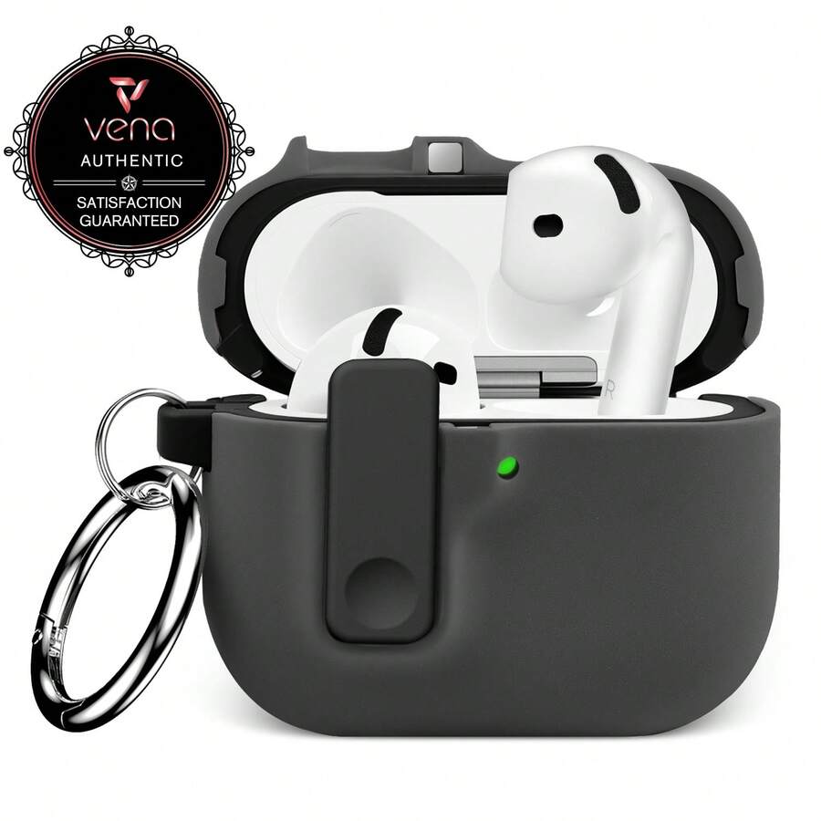 Vena For AirPods 4 Case Cover Dual Layer, With Auto Open Lock Compatible With AirPods Gen 4 4th Generation, Supports Wireless Charging, Gray - 灰色 - 查看 1