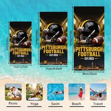 1pc Pittsburgh Football Helmet Design Beach Towel, Super Soft Microfiber Extra Large Beach Blanket, Super Absorbent Bath Towel, Suitable For Travel, Pool, Diving, Surfing, Yoga, Camping, Available In Multiple Sizes, Beach Accessories For Beach, Pool, Travel, Camping, Yoga Bathroom Decor - A - View 3