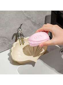 1个创意皂碟，沥水皂托，贝壳造型皂架，浴室皂架，肥皂收纳架，浴室配件 - 無 - 查看 2