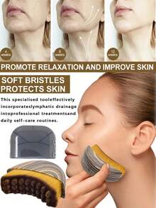 2 PCS Lymphatic Contour Face Brush, Manual Lymphatic Drainage Massager, Natural Makeup Brushes With Durable Soft Bristles, Hypoallergenic Ergonomic Facial Cleansing Brush For Sculpting - Multicolor - View 6