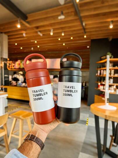 Large Capacity Minimalist Style, Solid Color No Pattern, Cylindrical Shape, Long-Lasting Insulation, Solid Color Insulated Tumbler, Suitable For Daily Commute, Outdoor Picnic Scenarios