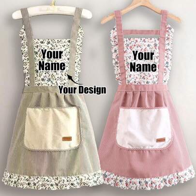 1 chiếc tạp dề in họa tiết theo yêu cầu, tạp dề nữ thanh lịch in họa tiết theo yêu cầu, chống thấm nước và chống bám bẩn, tạp dề váy ren dễ thương, tạp dề đen chống bám bẩn, tạp dề không tay, dùng cho gia đình, nhà bếp, tiệm làm móng, nấu ăn, làm bánh, salon làm móng, đồng phục công sở nữ, áo choàng cà phê, tạp dề yếm không tay sạch sẽ dùng khi nấu ăn tại nhà.