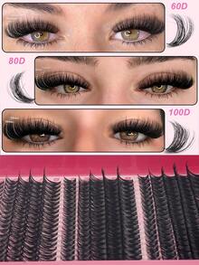 300片D型卷翘DIY假睫毛簇，30D-100D型睫毛簇，0.07mm D型卷翘，8-16mm混合自然款睫毛，超浓密纤长睫毛簇，卷翘单根睫毛，纤细纤长睫毛，打造卡通般纤长效果，适合新手在家使用。200片超浓密假睫毛，200片大容量装。 - C - 查看 4