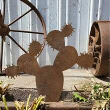 1 Piece Of Rusty Colored Iron Cactus Ground Inserted With Rusty Colored Iron Garden Decoration, Courtyard Flowerpot, Grassland, This Decorative Ground - Cactus - View 3