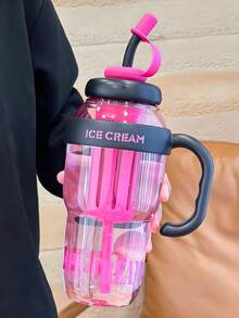 1pc New Sports High-Value Large Capacity Handle Cup Summer Ice Cup Plastic Straw Cup Leak-Proof New Year Gift - Multicolor - View 13