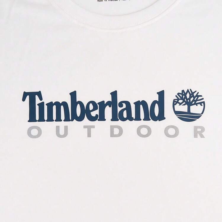 Timberland 男士 AF 防紫外线户外图案 T 恤，针织无领短裤 TA41Z5-100 - 白色 - 查看 4