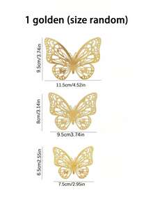 12pcs/Set 3D Hollow Butterfly Wall Stickers, Fridge Magnets, Wall Decor Stickers, Cake Decorations, Wedding Decorations, Living Room Home Decor, Gender Reveal Party Decorations, Bedroom Decor, Christmas Decorations, Halloween Decorations - Multicolor - View 12