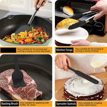 15pcs Silicone Kitchen Utensil Set, Silicone Cookware Set - Includes Stainless Steel Handles, Cooking Tool Set With Storage Rack, Non-Stick Silicone Spatulas, Heat Resistant & Easy To Clean, Kitchen Tools - Multicolor - View 3