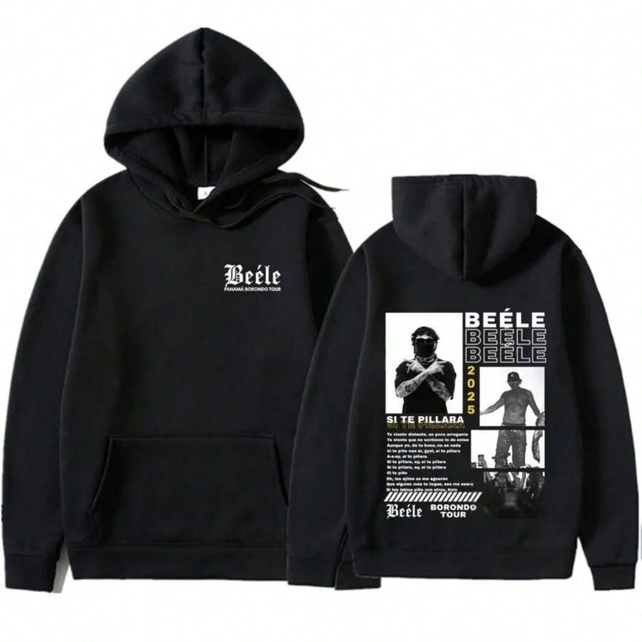 Hot Sa-Le Rapper BEELE Borondo Fashion Graphics 2025 Merch Cozy Hoodies Men's Women Pullover Hip Hop - 黑色3 - 查看 1