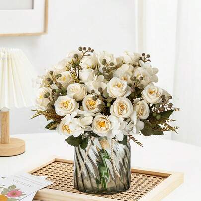 1支仿真玫瑰花，丝绸玫瑰，假花，家居，餐厅，客厅，户外花园装饰，插花艺术，摄影道具，秋季，春季，花瓶，花墙，花环，新娘捧花，婚礼装饰，DIY花环材料，生日派对装饰材料，家居装饰配件，情人节。