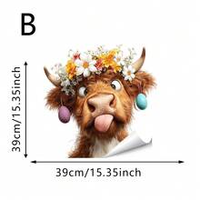 1/3pcs Removable Static Cling Window Film. Reusable Vinyl Static Cling Glass Stickers With Cute Dog & Cow Patterns, Suitable For Living Room And Home Decor - Multicolor - View 12