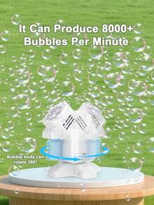Rotating Dual-Head Bubble Machine Toy - One-Button Dual-Head Bubble Production. With Lighting And Electric. Outdoor Game, Party Activity Bubble Maker. Suitable Gift For Boys And Girls (Batteries And Bubble Solution Not Included) - Multicolor - View 11