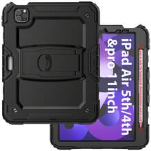 Heavy Duty Shockproof Case Compatible With IPad (A16) 11th/Air11/Air13 M3 (2025) 9th/ 8th/ 7th Generation (2021/2020/2019), Rugged Protective Hard Case With Built-In Stand For IPad 10.2 Inch 2021/2020/2019 - Black - View 22