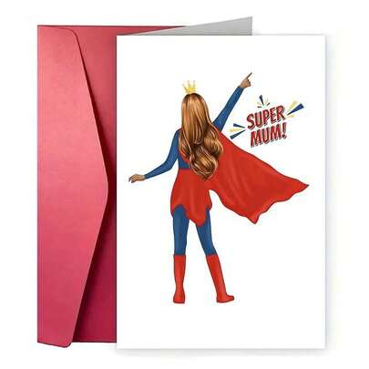 1pc Funny Mother's Day Card Birthday Card Super Mum - Mother's Day Card To Mom Mum