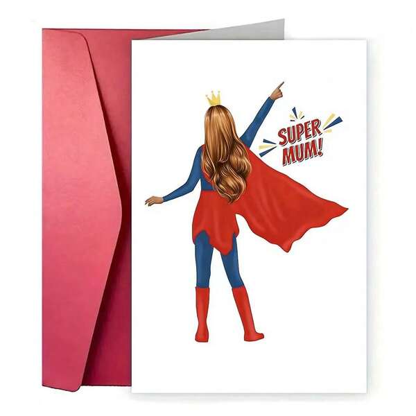 1pc Funny Mother's Day Card Birthday Card Super Mum - Mother's Day Card To Mom Mum