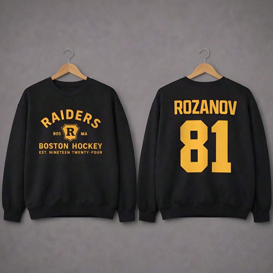 Boston Ra Iders Sweatshirt Rozanov 81 Sweater Heated Inspired Rivalry Hockey Merch Game Changers Book Series Apparel Hockey Romance Tee - 黑色 - 查看 1