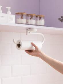 Tissue Holder - Suction Cup Tissue Holder, Wall-Mounted, Suitable For Bathrooms And Kitchens. This Suction Cup Toilet Paper Holder Can Withstand Heavy Loads And Requires No Drilling. - White - White - View 2