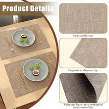 MUNSKT Cotton Place Mats 4 Pcs Place Mats For Table Natural Linen Washable Table Mat Heat Resistant Placemats For Kitchen Restaurant - Flax - View 3