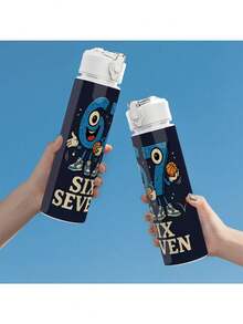 1个67盎司塑料篮球造型水瓶，卡通印花设计，带翻盖，可重复使用，轻便，防漏，适合旅行、跑步，是生日、圣诞节、万圣节、感恩节的理想礼物。 - 彩色 - 查看 6