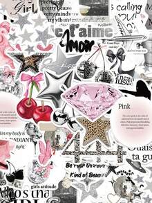 50张银色幸运贴纸，Y2K风格贴纸，Y2K市中心贴纸，Y2K礼物，复古贴纸，90年代贴纸，防水乙烯基贴纸，适用于信封、水瓶、电脑、笔记本电脑、手机、行李箱、笔记本、冰箱等。 - D - 查看 8