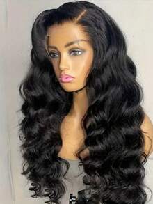 NATAN浅黑色波浪卷假发，26英寸卷曲波浪假发，适合日常佩戴，也适合婚礼和节日等场合。 - 自然色&黑色系 - 查看 8