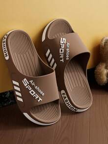 Sandalias neutras y casuales, suaves y cómodas, con diseño estampado con letras. Zapatos sin cordones de moda para hombre. Material: diseño con puntera abierta, suela suave, transpirable y cómoda. Estilo casual negro para el día a día, adecuado tanto para uso en interiores como en exteriores. Un artículo imprescindible para viajar. - Marrón - Ver 4