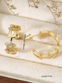 1对时尚个性设计的女士耳环，轻盈奢华，高端大气，百搭款式，适合任何场合，可作为礼物送给朋友和爱人。 - 彩色 - 查看 3