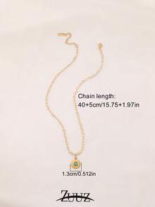 1pc Bohemian Style Stainless Steel Natural Stone Sun Charm Necklace For Women Heart Chain Necklace Collar Chain Jewelry Gifts - Yellow Gold - View 2