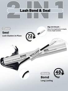 RITALASH Lash Bond Seal 2-IN-1 Power, Strong Hold, Waterproof For Flawless Lashes For Lash Clusters Long-Lasting For Sensitive Eyes Pool-Proof Rainy Day Proof - Black - View 5