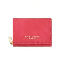 High-Quality Korean Style Minimalist Velvet Trifold Student Wallet, Women Coin Purse - Small - View 13