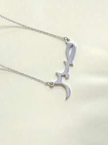 1pc Stainless Steel 18K Gold Plated Personalized "Patience" Arabic Letter Necklace, Customized Arabic Pendant Necklace, Arabic Name Jewelry, Islamic Style Gift, Eid Gift, Gift For Her - Multicolor - View 13