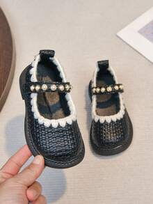 2026 Korean Style Children Princess Shoes, Spring New Leather Easy-Clean Soft Sole Toddler Walking Shoes - Black - View 6