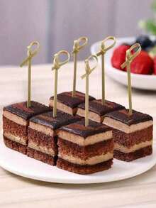 200/100pcs Bamboo Cocktail Picks With Loop, Suitable For Appetizers, Cocktails, BBQ Snacks, Club Sandwiches, Holiday Birthday Wedding Party Gifts - Multicolor - View 4