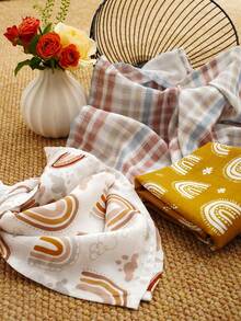 5PCS 60*60cm Muslin Extra Soft And Absorbent Baby Burping Cloth - Washcloth Baby Face Towel,Multi-Purpose Square Handkerchief,Baby Bandana Drool Bibs - Multicolor - View 10