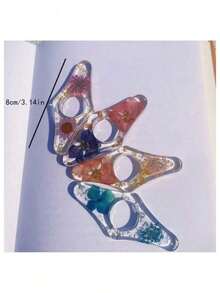 1pc Resin Epoxy Pressed Flower Bookmark Creative Reading Accessory Thumb Book Support Stand Holder Back To School Supplies - Multicolor - View 2