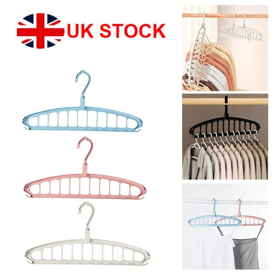 Folding Multi-Hole Clothes Hanger Non-Slip Space Saving Wardrobe Storage Rack - Multicolor - View 1