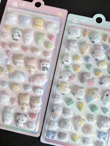 可爱3D毛绒兔子熊贴纸趣味动物手机壳装饰贴纸交换贴纸 - 彩色 - 查看 6