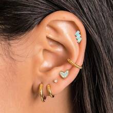 1 pieza Pendientes de botón con forma de corazón de concha blanca para mujeres y hombres, de titanio ASTM F136 con cabeza plana, antialérgicos, con/sin rosca, joyería corporal de moda como regalo - Multicolor - Ver 4