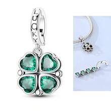 1pc Silver-Plated Green Zirconia Clover Rotating & Openable Charm Pendant, Suitable For Bracelet, Necklace DIY Jewelry Making, Birthday, Anniversary Gift, St. Patrick's Day Green Series - Silver - View 7