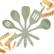 Juego utensilios cocina silicona 5 piezas resistentes calor grado alimenticio para cocinar - Verde salvia - Ver 8