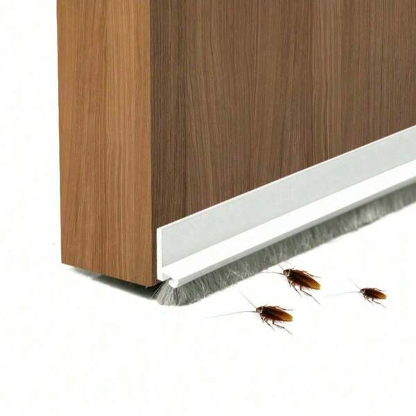 1 pezzo Paraspifferi per fondo porta, fermo paraspifferi per porta con spazzola integrata, guarnizione autoadesiva per porta contro polvere/rumore/aria calda o fredda (Lunghezza: 1m, Larghezza: 50mm), accessori per camera da letto, ingresso, fermo paraspifferi per porta, strisce di guarnizione per fondo porta per uso interno/esterno, insonorizzazione fondo porta, decorazione camera da letto